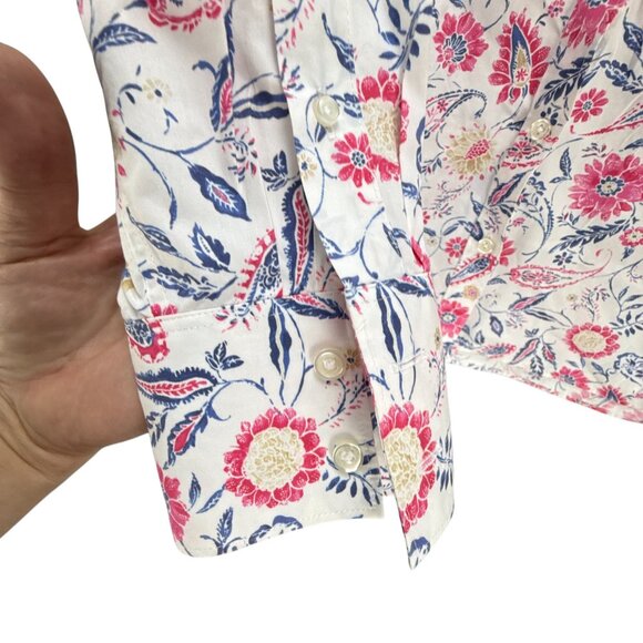 Lands' End Women's Floral Cotton Button Down Shirt Size 12 Casual Holidays - Picture 3 of 9